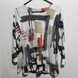 JSESS & JANE Fresco Double-Knit Abstract Print Women's Top